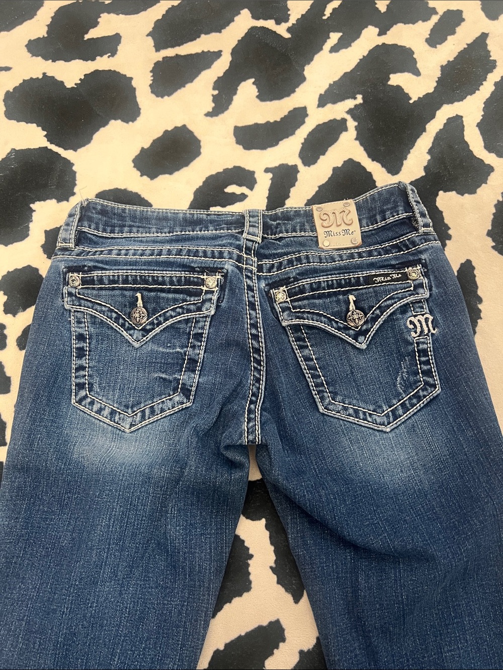 Miss Me Medium Blue Embroidered Back Pocket, Low Rise, Y2K Jeans